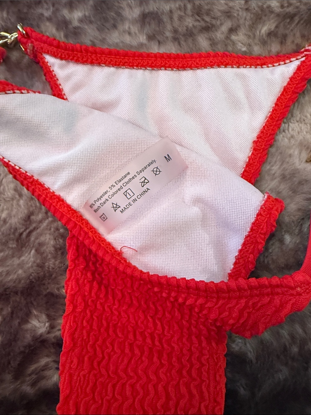 Red gold Chain-Accent Textured Bikini Set no brand size medium - Picture 2 of 5